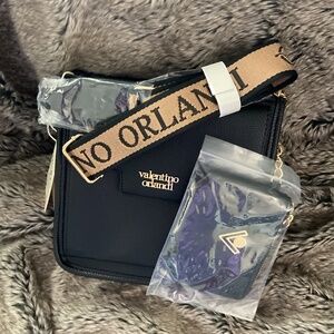 Valentino Orlandi black medium size bag with insignia shoulder strap